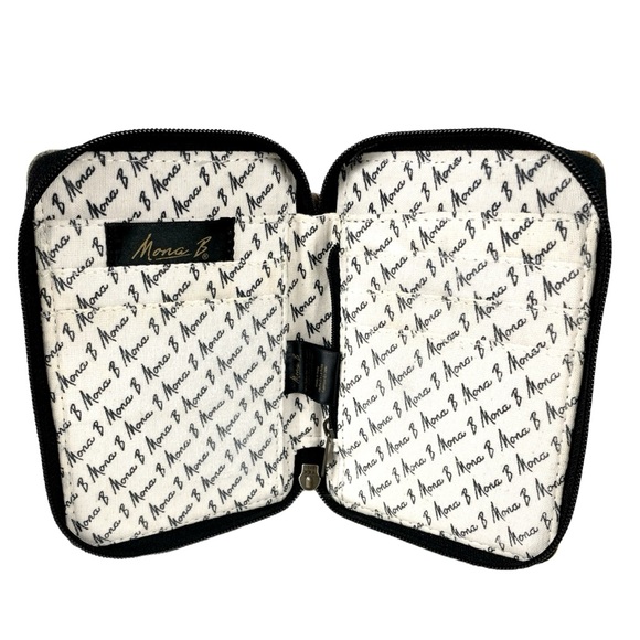 Mona B. Cruiser Bike Upcycled Canvas Wristlet Wallet w Vegan Leather Trim - Picture 3 of 8